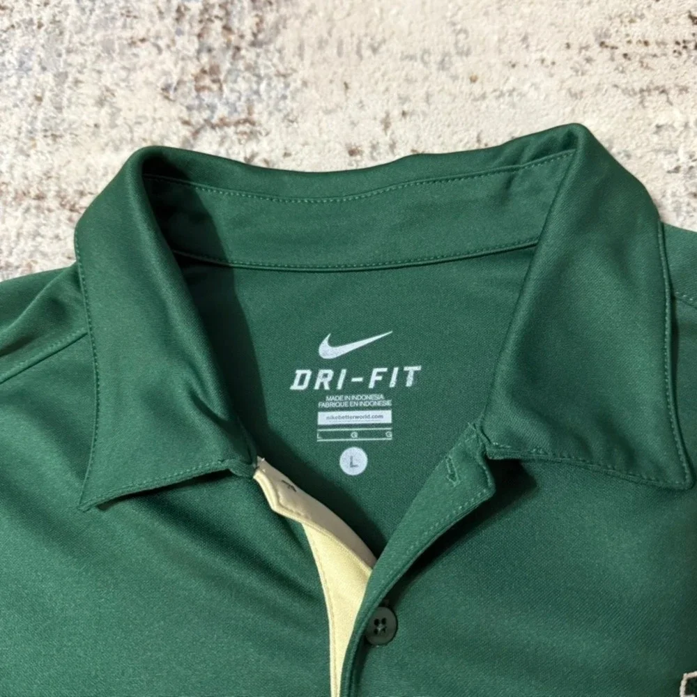 Nike Baylor Bears Polo Mens Large Green Dri-FIT Short Sleeve NCAA Golf Shirt